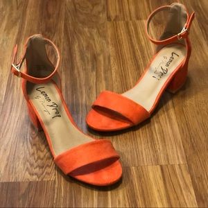 Orange Strappy Sandal Heels